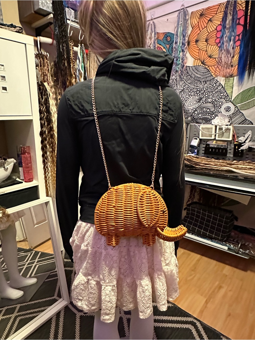 Tommy Bahama Woven Elephant Crossbody Bag in Natural Tan